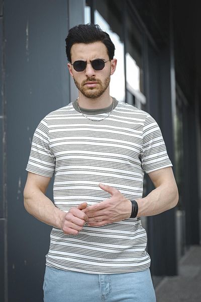 Oksit Ανδρικό μπλουζάκι Jacky με ριγέ πλεκτό γιακά Lycra