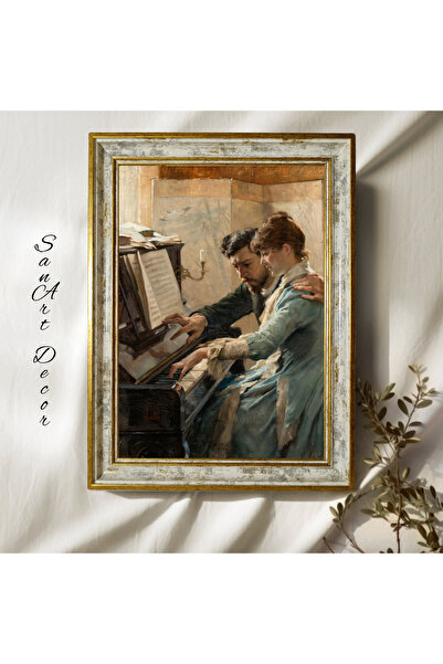 Sanart Pictură vintage cu cadru, pictură în ulei, pictură înrămată, decor art...