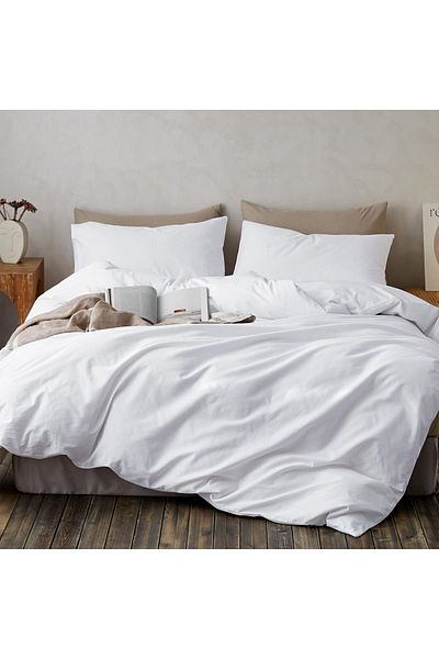 Belsina Home Husă de pilota dublă din bumbac cu fermoar alb 200x220 Cm