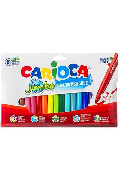 Carioca Carioca Cari̇oca Jumbo Cut 18 Colors Washable Pen