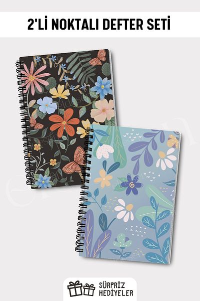 Eldesen Tasarım A5 Size 50 Sheets 100 Pages - Set of 2 Dotted Notebooks