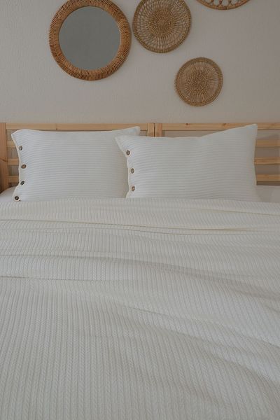 MEYN COLLECTİON 220X230 Multi-Purpose Gift Dowry Double Pique Bedspread and Pillowcase