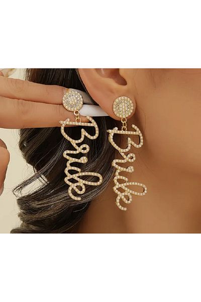 TAKINTI AKSESUAR Bridal Design Gold Pearl Earrings