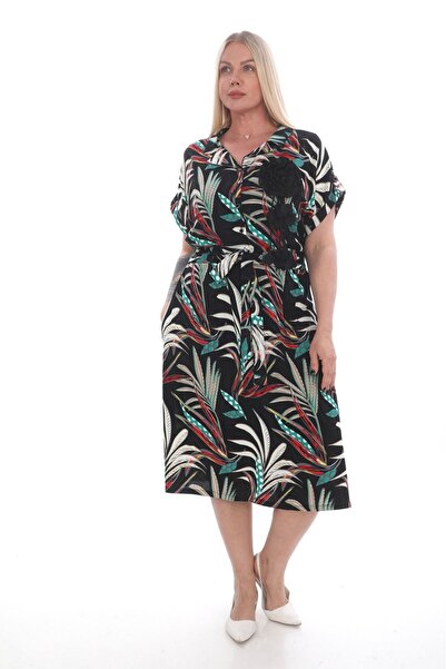 etselements X MODAPO Καλοκαιρινό φόρεμα σε μεγάλο μέγεθος - Βισκόζη με λουλού...