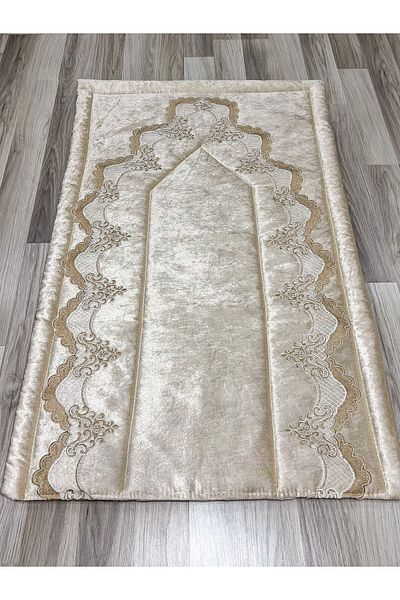 AYHANHOME French Velvet Dowry Bridal Set - Guipure Embroidered Prayer Mat