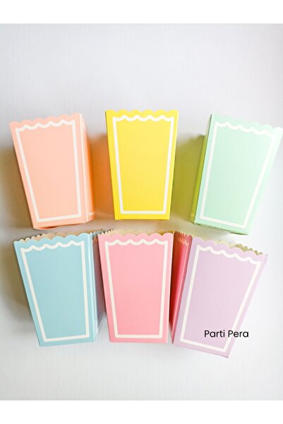 parti pera 8'li Makaron Popcorn Mısır Kutusu 6 Renk Karışık