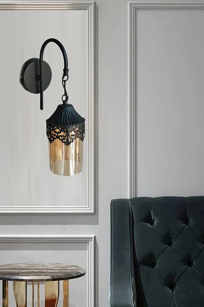 Uçar White and Black Antique - Case Honey Glass Authentic Sconce