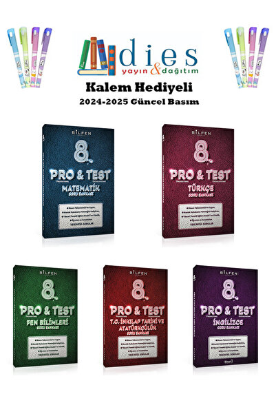 Bilfen Yayıncılık Bilfen Yay. PRO&TEST 8. Sınıf Matematik + Türkçe + Fen B. + İnkılap + İngilizce Soru Bankaları SET