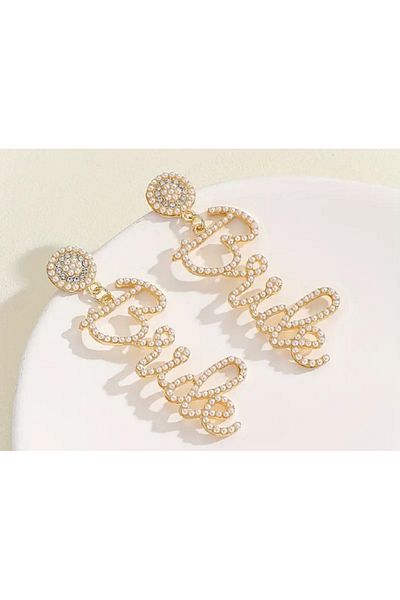 TAKINTI AKSESUAR Bridal Design Gold Pearl Earrings