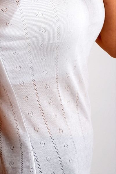 Tutku Women's White Jacquard Rope Strap Undershirt 6 Pieces