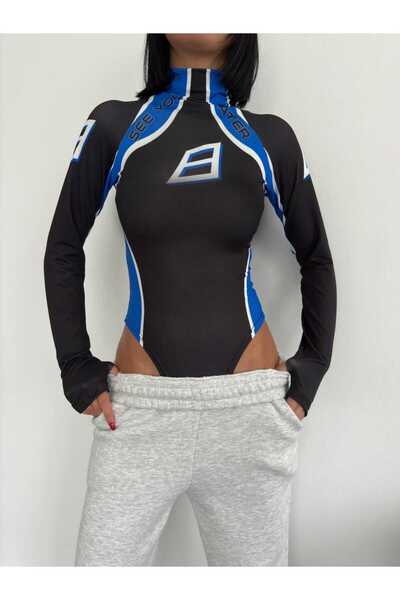 SERBA Γυναικείο ολόσωμο κορμάκι με μακριά μανίκια σε μαύρο χρώμα