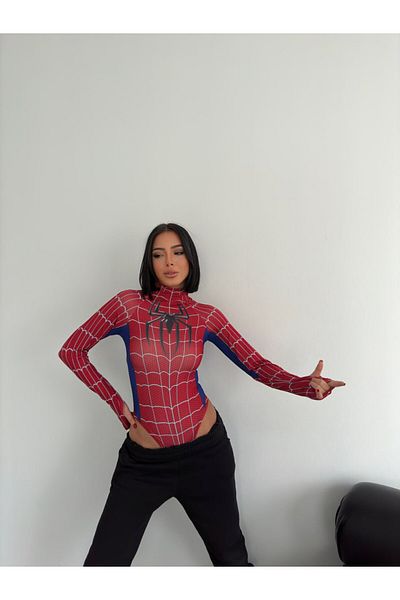 SERBA Spider Digital Print Lycra Long Sleeve Zibin Body