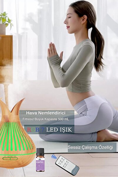 BigSale Lale Desenli Hava Nemlendirici 500ml - LED Işıklı Aroma Difüzör, Uzaktan komanda ve Sessiz Çalışma