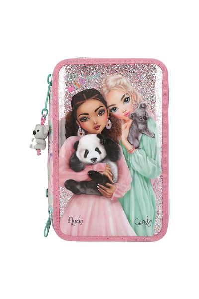Top Model by Depesche WILD ROSA Trousse - 3 θήκες, τρία διαμερίσματα, μολυβοθήκη με εσωτερική γέμιση