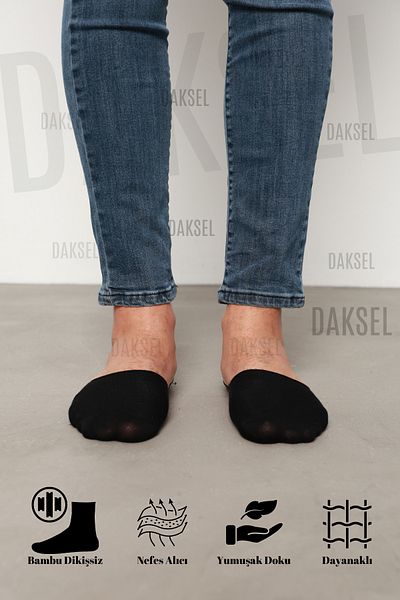 DK DAKSEL Мъжки черни балерини - безшевни, невидими, неплъзгащи се, силиконови, премиум, комплект от 6 броя