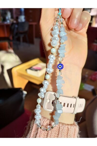 LORESİMA AKSESUAR Buz Mavi Dogaltas Telefon Charmi Telefon Askısı