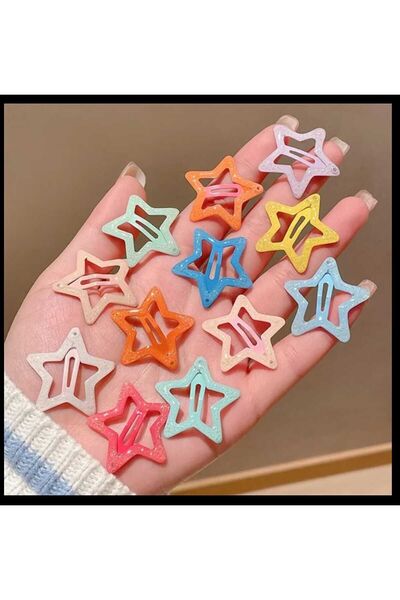 Eva Rose 10 Adet Simli Yıldız Toka Yıldızlı Toka Simli Toka Çıt Çıt Toka Okul...