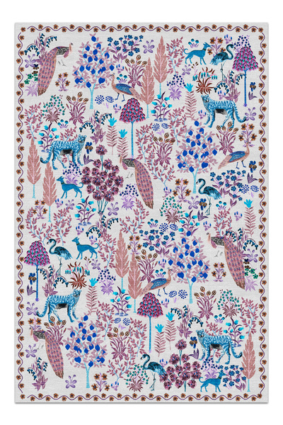 kilim home Mars 189 Pembe Fuşya Bej Botanik Tema Modern Dokuma Taban Halı