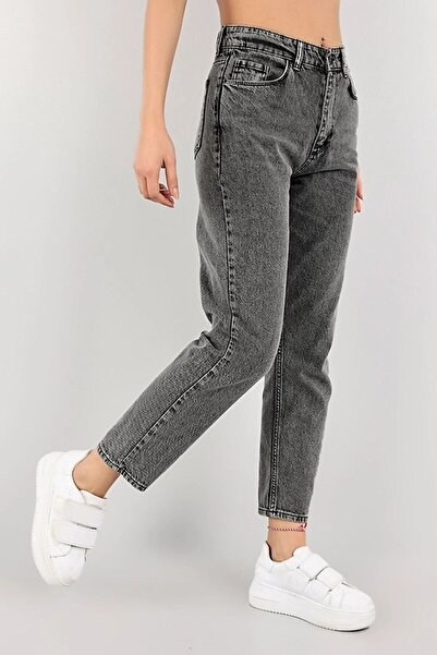 SHEVEGA Blugi antracit anii 90 cu talie înaltă Lycra Mom Jean