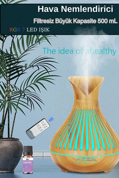 BigSale Lale Desenli Hava Nemlendirici 500ml - LED Işıklı Aroma Difüzör, Uzaktan komanda ve Sessiz Çalışma
