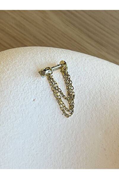 ds denizden silver Tekli Gümüş Zincirli Helix Piercing - 1 Adet