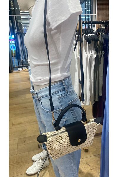 Mercan Straw Woven Women's Mini Hand and Shoulder Bag - Stores