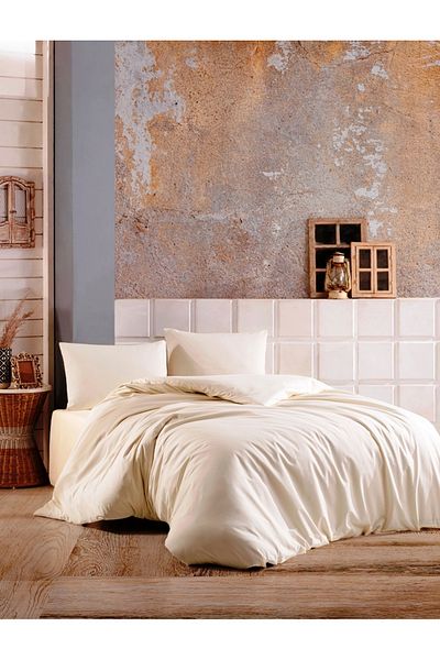 Weekend Home Μονό 100% βαμβακερό μονόχρωμο σετ παπλωματοθήκης