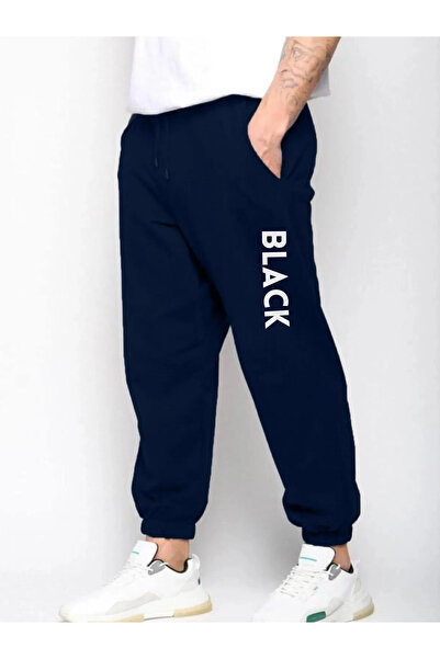 TREND ALİSSE Erkek Lacivert Black Baskılı Eşofman Altı - Cepli Paça Lastikli ...