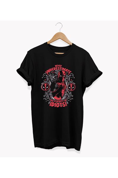 remonz Deadpool Printed Oversize Βαμβακερό T-Shirt - Crew Neck, Μεγάλο Μέγεθος