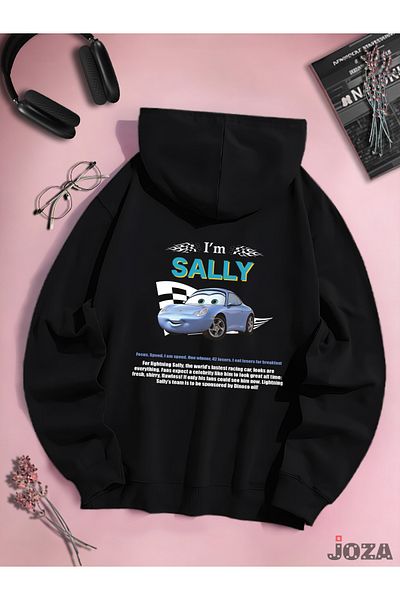 Joza Outdoors Unisex Femei Bărbați McQueen Sally Design imprimat pe spate Hanorac colorat cu glugă din lână -2