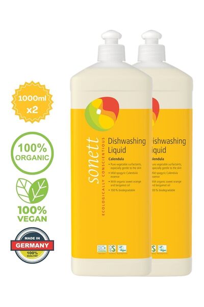 Sonett Organik Elde Bulaşık Yıkama Deterjanı Calendula 1000mlx2 adet