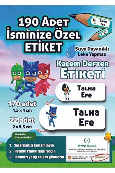 Joyygift Pijamaskeliler (PİJAMASK) Süper Kahraman Isim Yazılabilen Kalem Deft...