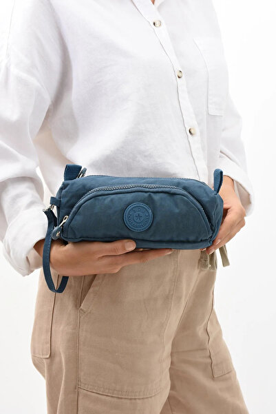 Alanç Gift İki Bölmeli Kalemlik Ve Makyaj Çantası Mavi Yıkanabilir ve Su Geçirmez Kumaş Elde Taşımaya Uygundur