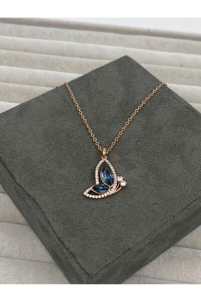 XUPING JEWELRY Swarovsk• Taşlı Mavi Kelebek Kolye