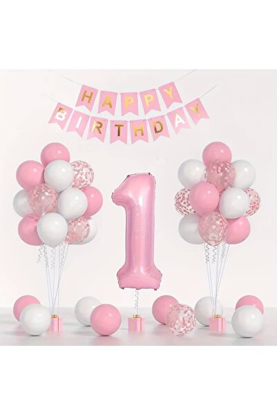 Mini Parti MİNİ PARTY STORE 1 YAŞ BALON SETİ PEMBE