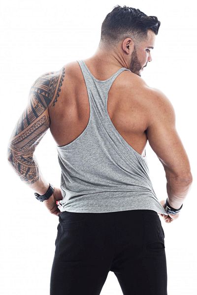 Ghedto Tricou pentru bărbați, gri Power Fitness Gym, maiou sportiv