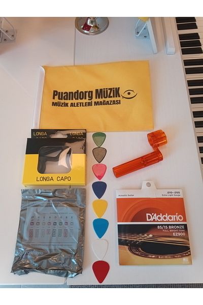 Daddario Ez900 Acoustic Guitar String Set (Auger Tuner Plectrum Set with Capo Gift)