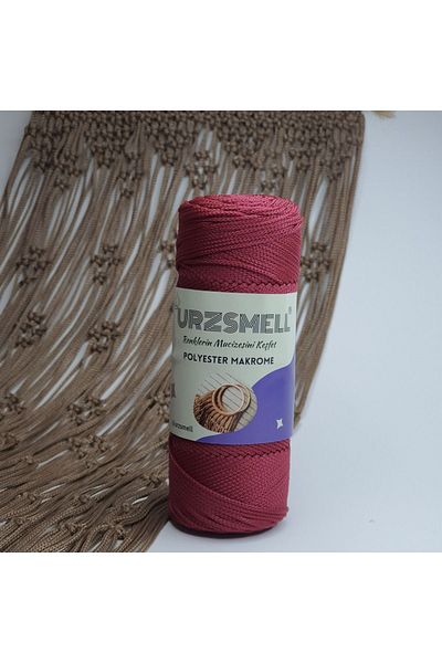 urzsmell 113 Burgundy Polyester Macrame - 100Gr, 140Mt, No. 3 Supla, Bag and Accessory Thread