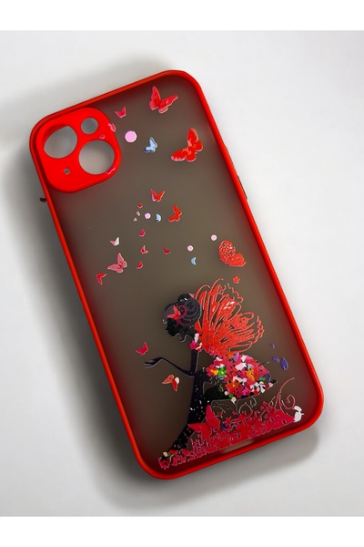 Merwish iPhone 15 Uyumlu Kelebek Kadın Desenli Kamera Korumalı Hux Tpu Siliko...