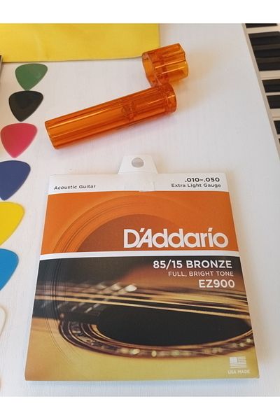 Daddario Ez900 Acoustic Guitar String Set (Auger Tuner Plectrum Set with Capo Gift)