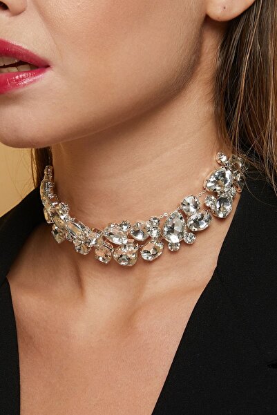 Furtek Aksesuar Kadın Çok Çeşit Model Zirkon Taşlı Pırlanta Gümüş Kolye Abiye Düğün Nişan Gelin Gerdanlık Choker