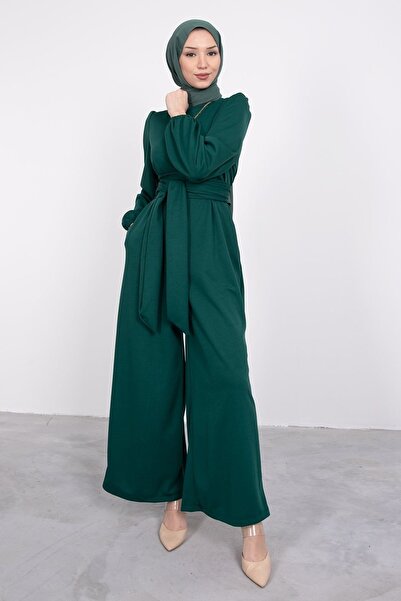 HB MODA COLLECTİON Wrapped Wide Belt Hijab Jumpsuit