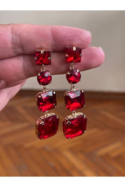 Rupen Kraft Dört Taşlı Abiye Küpe Sallantılı Abiye Küpe Kokoşh Küpe