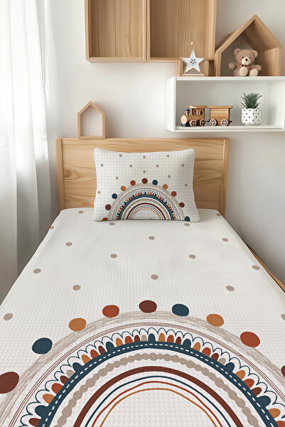 Talia Home بيج قوس قزح منقوش - طقم بيكيه فردي للأطفال TLAP-032