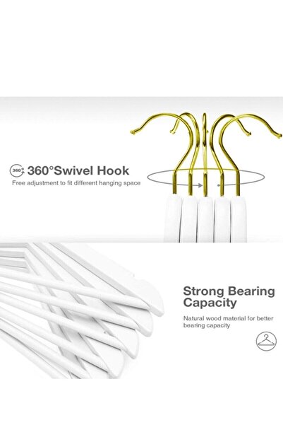 İstoç AVM 6'lı Ahşap Görünümlü Beyaz Çocuk Askı Bebek Askısı 6 Adet 1.kalite