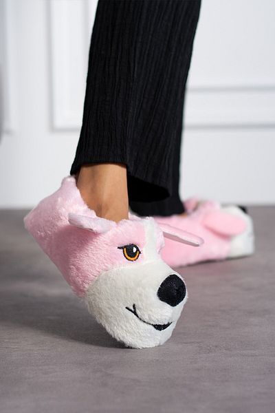AlbiShoes Χειμερινές βελούδινες μπότες για το σπίτι με χαριτωμένη φιγούρα σκύλου - Παντόφλες μαλακής σόλας (30-40)