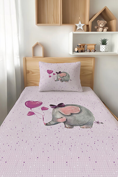 Talia Home طقم بيكيه للأطفال بنمط الفيل الوردي - TLAP-010