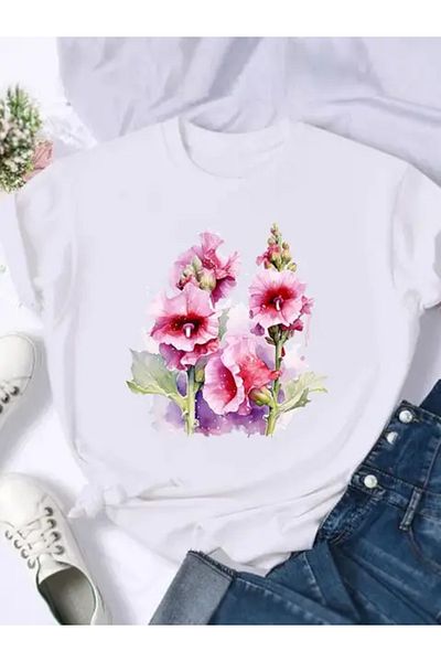 Pink Sky Moda Femei - Tricou cu imprimeu floral dulce T Tops