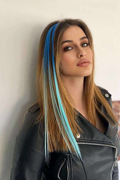 Jelen Aksesuar 50cm Color Transition Blue Turquoise Ombre Hairpiece