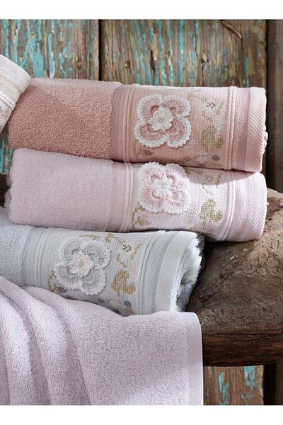 Fiesta Home Fiesta 3d Embroidered Bamboo Towel - Colorful Laurel Handcrafted, 30x50, 6 Pieces